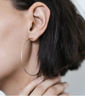 Golden Brass Long Round Earrings