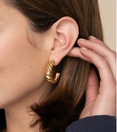 Gold Croissant Hoop Earrings